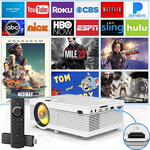 Proyector, Proyector de Video Soporta 1080P HD, Proyector Mini Compatible con TV Stick PS4 Xbox Wii HDMI VGA SD AV USB, Home Theater Proyector, Blanco.