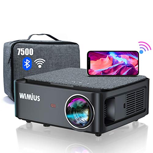 Proyector WiFi Bluetooth Full HD 1080P, 7500 WiMiUS Proyector WiFi 1080P Nativo Soporte 4K Ajuste Digital 4D Función de Zoom Proyector WiFi Cine en Casa para PPT,PS4,etc.