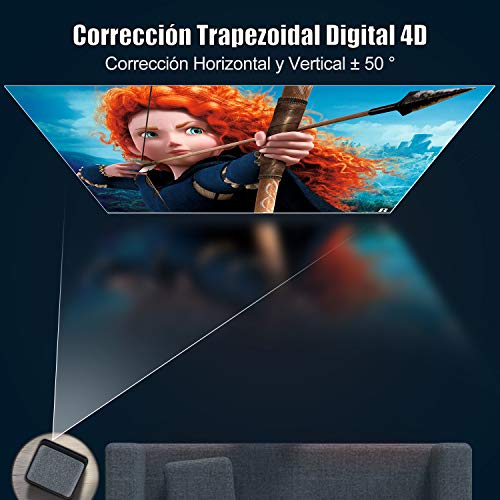 Proyector WiFi Bluetooth Full HD 1080P, 7500 WiMiUS Proyector WiFi 1080P Nativo Soporte 4K Ajuste Digital 4D Función de Zoom Proyector WiFi Cine en Casa para PPT,PS4,etc.