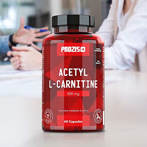 Prozis 100% Acetyl L-Carnitine Capsules 500mg: Suplemento de aminoácidos de alta calidad para perder peso y potenciar la capacidad mental y la energía. ¡60 cápsulas!