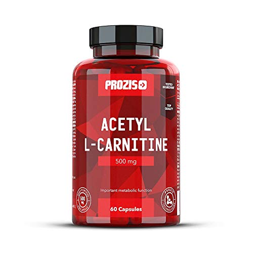 Prozis 100% Acetyl L-Carnitine Capsules 500mg: Suplemento de aminoácidos de alta calidad para perder peso y potenciar la capacidad mental y la energía. ¡60 cápsulas!