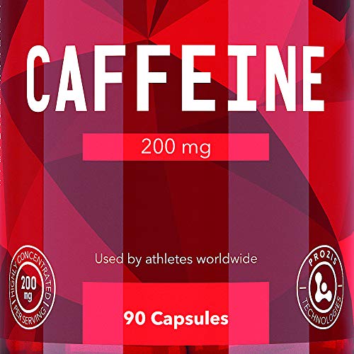 Prozis Cafeína Estimular la Concentración, los Niveles de Energía y la Quema de Grasa, sin Azúcar ni Calorías, Neutro- 200 mg - 90 cápsulas