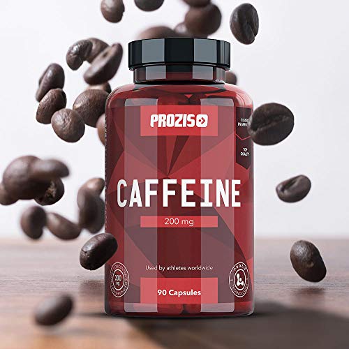 Prozis Cafeína Estimular la Concentración, los Niveles de Energía y la Quema de Grasa, sin Azúcar ni Calorías, Neutro- 200 mg - 90 cápsulas