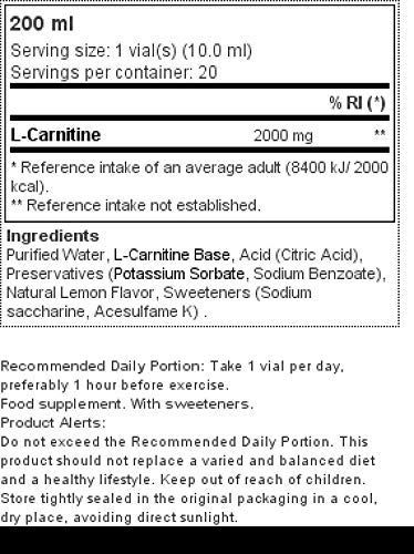 Prozis L-Carnitine 2000, Lemon - 20 viales Prozis L-Carnitine 2000, Lemon - 20 viales