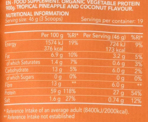 Prozis Organic Vegetable Protein 900 g Sabor Tropical de Piña y Coco - 900 g Prozis Organic Vegetable Protein 900 g Sabor Tropical de Piña y Coco - 900 g