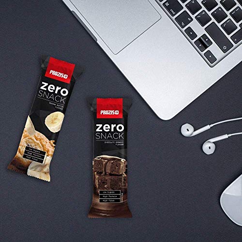 Prozis Zero Snack Barra Rico En Proteína y Bajo en Hidratos de Carbono y Azúcares, Doble Chocolate - 12 x 35 g