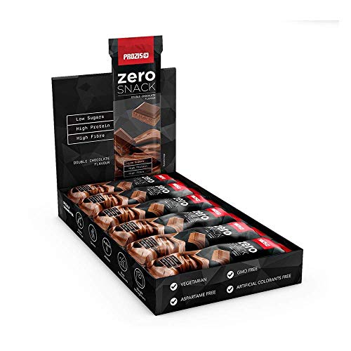 Prozis Zero Snack Barra Rico En Proteína y Bajo en Hidratos de Carbono y Azúcares, Doble Chocolate - 12 x 35 g