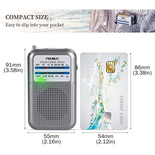 PRUNUS Radio de Bolsillo FM/Am, Radio Portatil Pequeña con Excelente Señal, Sintonizador con Indicador. Funciona con AAA Pilas Intercambiables (Plata). PRUNUS Radio de Bolsillo FM/Am, Radio Portatil Pequeña con Excelente Señal, Sintonizador con Indicador. Funciona con AAA Pilas Intercambiables (Plata).