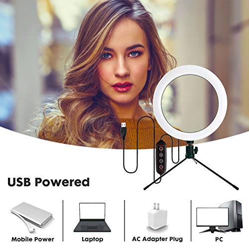 PTN Anillo Luz para Selfies con Soporte para Trípode y Soporte para Teléfono, Luz Círculo Arcoíris RGB 10"con 25 Modos RGB, Luz Anillo Cámara Regulable LED con 2 Controles Remotos 9 Niveles Brillo