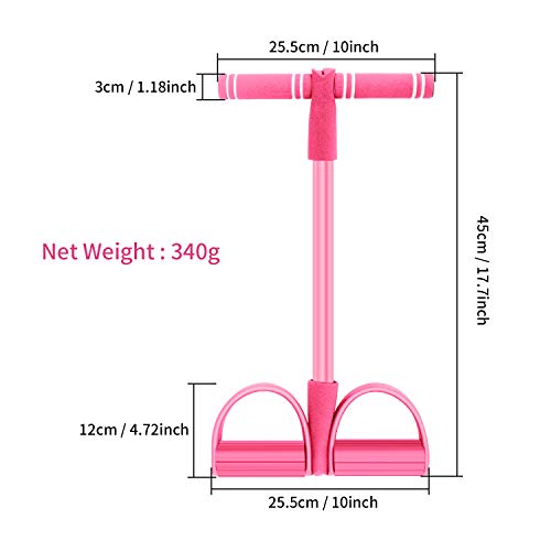 PTN Cuerda de Tensión Multifunción, Bandas de Resistencia con Asas, Expansor de Culturismo de Abdominales, 4 Tubos Pedal de Entrenamiento para Brazos, Barrigas, Piernas (Rosado)