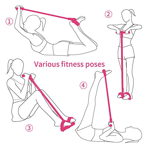 PTN Cuerda de Tensión Multifunción, Bandas de Resistencia con Asas, Expansor de Culturismo de Abdominales, 4 Tubos Pedal de Entrenamiento para Brazos, Barrigas, Piernas (Rosado)