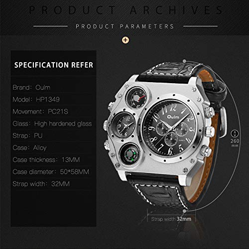 PU Ocasional con Estilo del Reloj De Los Hombres De Doble Zona Horaria Números Romanos Único Dial Grande del Movimiento De Cuarzo Correa De Cuero Reloj, C PU Ocasional con Estilo del Reloj De Los Hombres De Doble Zona Horaria Números Romanos Único Dial Grande del Movimiento De Cuarzo Correa De Cuero Reloj, C
