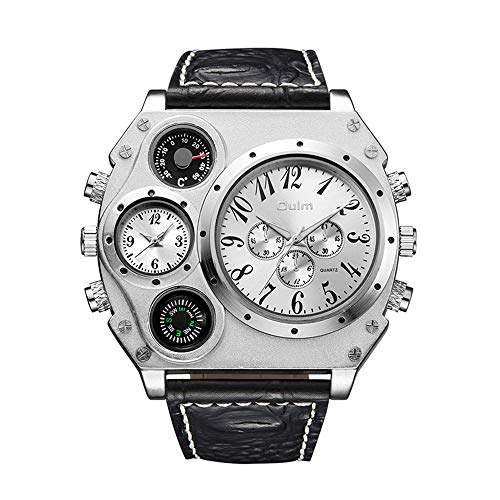 PU Ocasional con Estilo del Reloj De Los Hombres De Doble Zona Horaria Números Romanos Único Dial Grande del Movimiento De Cuarzo Correa De Cuero Reloj, C PU Ocasional con Estilo del Reloj De Los Hombres De Doble Zona Horaria Números Romanos Único Dial Grande del Movimiento De Cuarzo Correa De Cuero Reloj, C