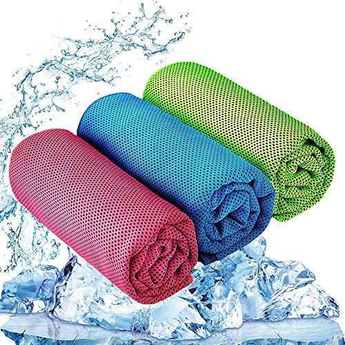 Pubiao 3 Piezas Toalla refrescante 100 x 30 cm Toalla Deportiva de Secado rápido Helada para Yoga, Deporte, Correr, Gimnasio, Entrenamiento, Camping, Fitness, Entrenamiento