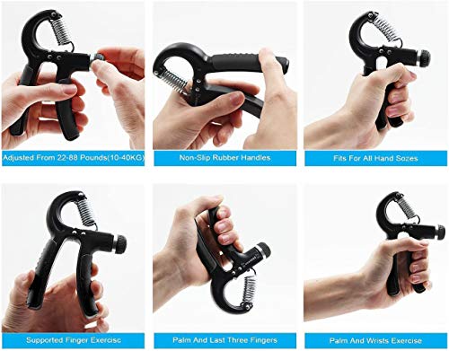 Pubiao Agarre de Mano Fortalecedores Ajustables de Mano Resistencia (10-60 kg) Ejercicios Exprimidor Agarrador Fortalecedor de Dedos Unisex Adulto Pubiao Agarre de Mano Fortalecedores Ajustables de Mano Resistencia (10-60 kg) Ejercicios Exprimidor Agarrador Fortalecedor de Dedos Unisex Adulto