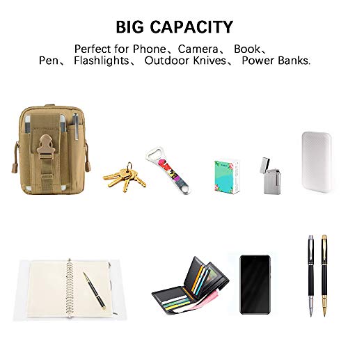 PUDSIRN 2 bolsas tácticas MOLLE, bolsa EDC multiusos para cinturón de utilidad con mosquetones, ganchos para llaves, hebillas de nailon para senderismo, actividades al aire libre PUDSIRN 2 bolsas tácticas MOLLE, bolsa EDC multiusos para cinturón de utilidad con mosquetones, ganchos para llaves, hebillas de nailon para senderismo, actividades al aire libre