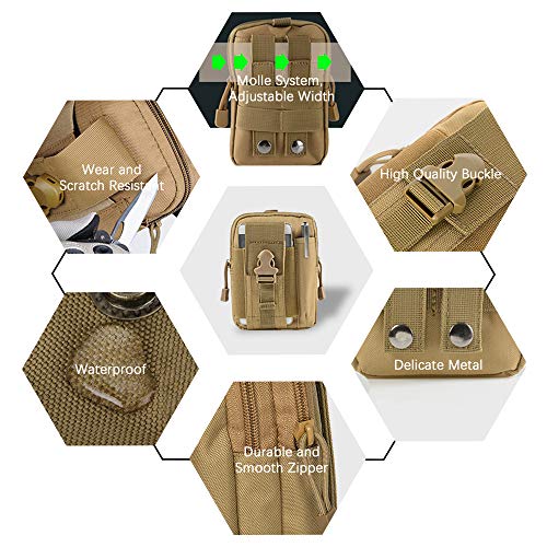 PUDSIRN 2 bolsas tácticas MOLLE, bolsa EDC multiusos para cinturón de utilidad con mosquetones, ganchos para llaves, hebillas de nailon para senderismo, actividades al aire libre PUDSIRN 2 bolsas tácticas MOLLE, bolsa EDC multiusos para cinturón de utilidad con mosquetones, ganchos para llaves, hebillas de nailon para senderismo, actividades al aire libre