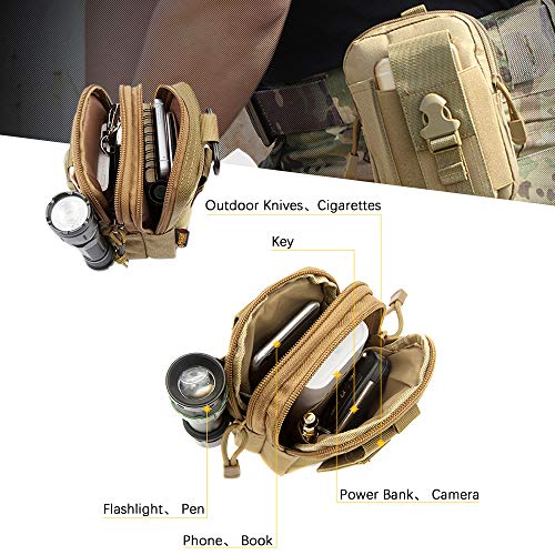 PUDSIRN 2 bolsas tácticas MOLLE, bolsa EDC multiusos para cinturón de utilidad con mosquetones, ganchos para llaves, hebillas de nailon para senderismo, actividades al aire libre PUDSIRN 2 bolsas tácticas MOLLE, bolsa EDC multiusos para cinturón de utilidad con mosquetones, ganchos para llaves, hebillas de nailon para senderismo, actividades al aire libre