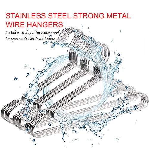 puersit Perchas de Acero Inoxidable 30 Piezas 17 Pulgadas un Conjunto Perchas de Alambre Metálico de Acero Inoxidable Resistentes. Perchas Metalicas, Prendas de Cocina, Perchas para Ropa (30)