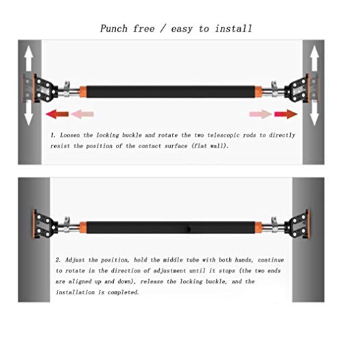 Pull Up Bar AGYH Barra De Barbilla Portátil, Antideslizante Barra Horizontal Sin Tornillos De Tornillo, Ejercicio De Fortalecimiento Muscular De Bloqueo De 72-175 Cm (Size : 138-175cm)