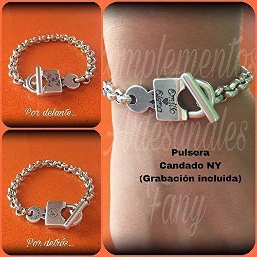 Pulsera candado con grabación personalizada. Regalo - Navidad - Papa Noel - Reyes Magos Pulsera candado con grabación personalizada. Regalo - Navidad - Papa Noel - Reyes Magos
