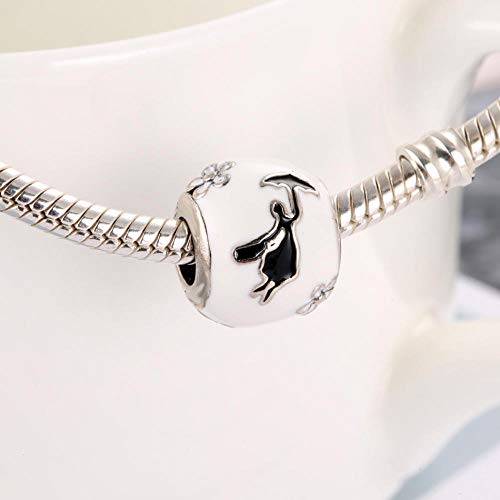 Pulsera Charms Abalorios S925 Poppins Silueta Flying Girl Con Paraguas Bead Charm Fit Lady Bracelet Bangle Diy Jewelry Colgantes Finos Pulsera Fabricación De Joyas Niñas Adolescentes Diy