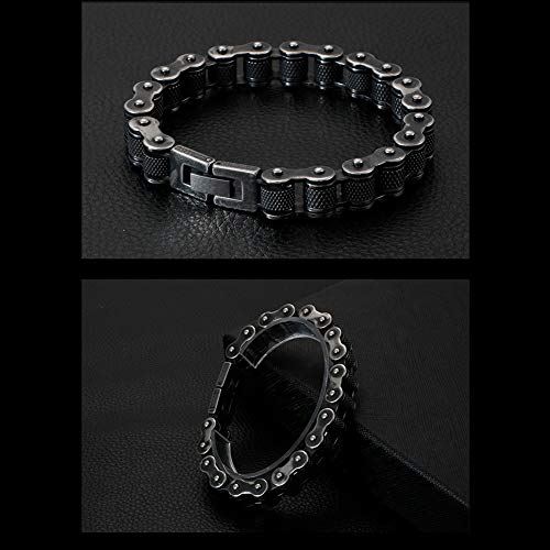 Pulsera de Cadena de Motocicleta para Hombre, Acero Inoxidable Pulido, Anillo de Muñeca con Cadena de Locomotora Punk, 7.9/8.9 Pulgadas, Fuerte Y Resistente, No Se Desvanece,7.9INCH