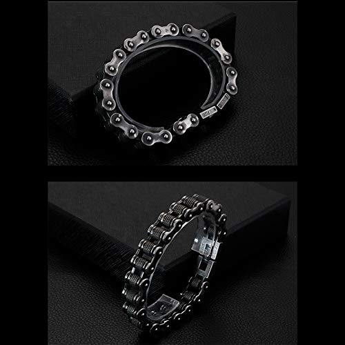 Pulsera de Cadena de Motocicleta para Hombre, Acero Inoxidable Pulido, Anillo de Muñeca con Cadena de Locomotora Punk, 7.9/8.9 Pulgadas, Fuerte Y Resistente, No Se Desvanece,7.9INCH