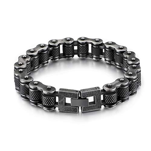 Pulsera de Cadena de Motocicleta para Hombre, Acero Inoxidable Pulido, Anillo de Muñeca con Cadena de Locomotora Punk, 7.9/8.9 Pulgadas, Fuerte Y Resistente, No Se Desvanece,7.9INCH