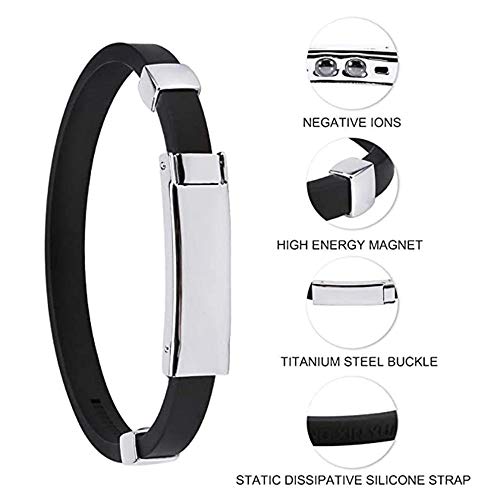 Pulsera deportiva antiestática, elimine las correas de muñeca estáticas del cuerpo, correa de muñeca de iones negativos de silicona impermeable, pulsera de eliminación de estática -24.5CM-negro Pulsera deportiva antiestática, elimine las correas de muñeca estáticas del cuerpo, correa de muñeca de iones negativos de silicona impermeable, pulsera de eliminación de estática -24.5CM-negro