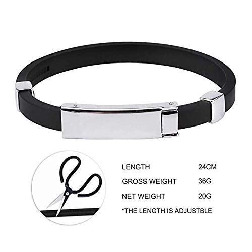 Pulsera deportiva antiestática, elimine las correas de muñeca estáticas del cuerpo, correa de muñeca de iones negativos de silicona impermeable, pulsera de eliminación de estática -24.5CM-negro Pulsera deportiva antiestática, elimine las correas de muñeca estáticas del cuerpo, correa de muñeca de iones negativos de silicona impermeable, pulsera de eliminación de estática -24.5CM-negro