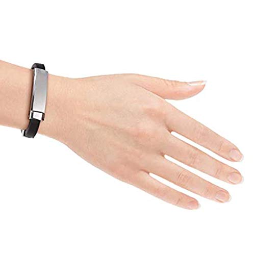 Pulsera deportiva antiestática, elimine las correas de muñeca estáticas del cuerpo, correa de muñeca de iones negativos de silicona impermeable, pulsera de eliminación de estática -24.5CM-negro