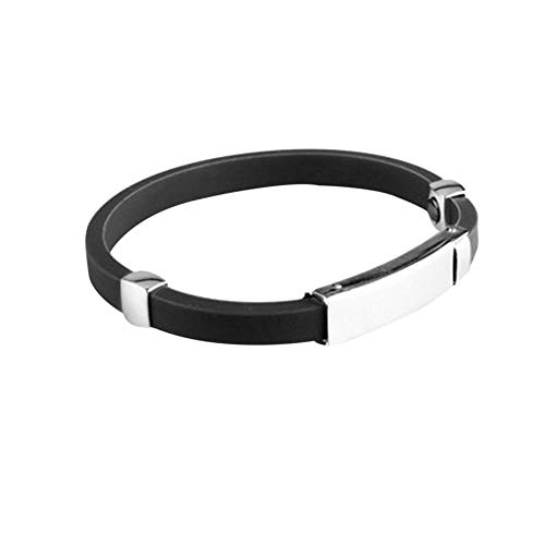 Pulsera deportiva antiestática, elimine las correas de muñeca estáticas del cuerpo, correa de muñeca de iones negativos de silicona impermeable, pulsera de eliminación de estática -24.5CM-negro