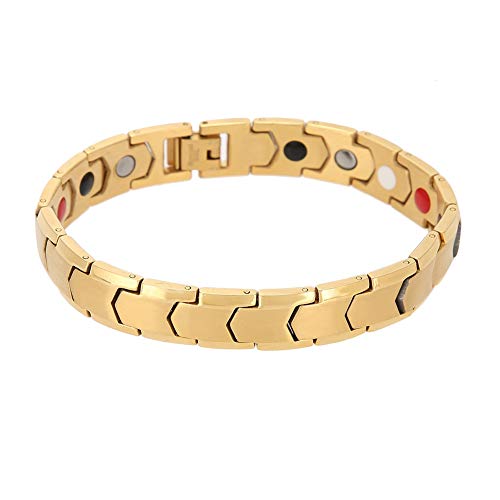 Pulsera magnética para bajar de peso, pulseras de terapia magnética para adelgazar saludables, brazalete, joyería para reducir la fatiga, aliviar el dolor(Oro)