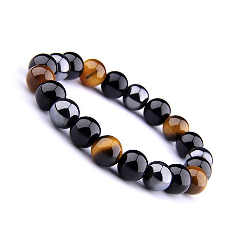 Pulsera magnética Unisex negro obsidiana negro hematita ojo de tigre perlas para bajar de peso adelgazante anti-fatiga cuidado saludable hombres mujeres joyería