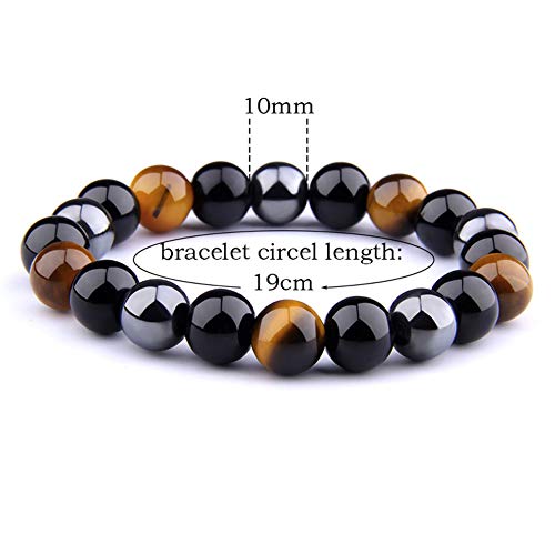 Pulsera magnética Unisex negro obsidiana negro hematita ojo de tigre perlas para bajar de peso adelgazante anti-fatiga cuidado saludable hombres mujeres joyería