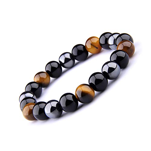 Pulsera magnética Unisex negro obsidiana negro hematita ojo de tigre perlas para bajar de peso adelgazante anti-fatiga cuidado saludable hombres mujeres joyería