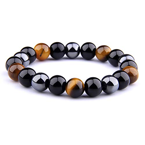 Pulsera magnética Unisex negro obsidiana negro hematita ojo de tigre perlas para bajar de peso adelgazante anti-fatiga cuidado saludable hombres mujeres joyería