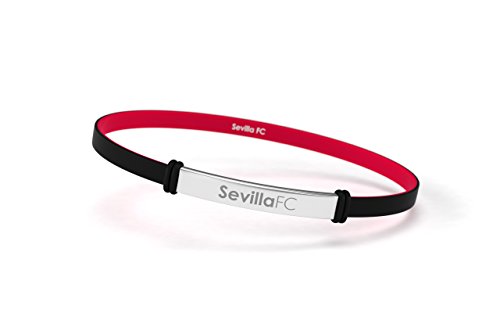 Pulsera Sevilla Fútbol Club Fashion Negra Junior para Mujer y Niño | Pulsera Sevillista de silicona y acero inoxidable | Apoya al Sevilla con un producto oficial | SFC