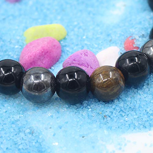 Pulsera Triple Protección Ojo de Tigre Cuentas de Hematita y Obsidiana Negra por UEUC Pulsera Triple Protección Ojo de Tigre Cuentas de Hematita y Obsidiana Negra por UEUC