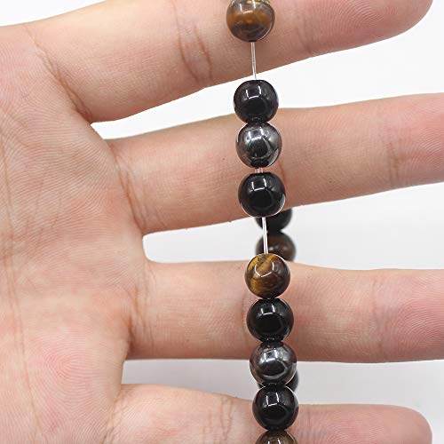 Pulsera Triple Protección Ojo de Tigre Cuentas de Hematita y Obsidiana Negra por UEUC Pulsera Triple Protección Ojo de Tigre Cuentas de Hematita y Obsidiana Negra por UEUC