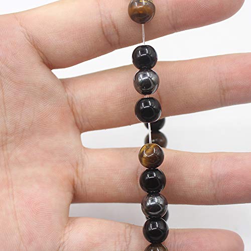 Pulsera Triple Protección Ojo de Tigre Cuentas de Hematita y Obsidiana Negra por UEUC