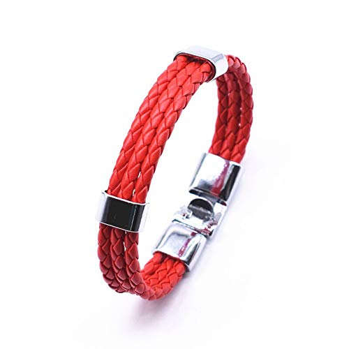 Pulseras Brazalete Joyería Hombre Joyería Unisex De Moda, Pulsera De Hilo Rojo, 3 Capas, Cuerda De Cuero Trenzada Hecha A Mano, Hombres, Mujeres, Correa De Mano, Pulsera con Dijes R8