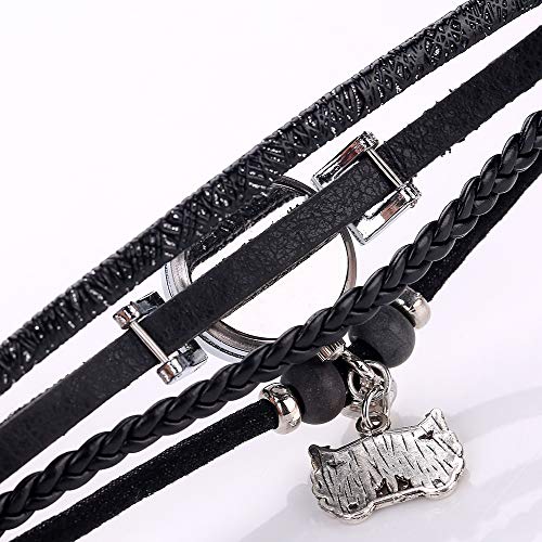 Pulseras de Cuero Trenzadas multicoloras Búho de Plata Antiguo Pulsera Pulsera Relojes para Mujer Reloj de Pulsera de niñas Pulseras de Cuero Trenzadas multicoloras Búho de Plata Antiguo Pulsera Pulsera Relojes para Mujer Reloj de Pulsera de niñas
