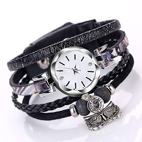 Pulseras de Cuero Trenzadas multicoloras Búho de Plata Antiguo Pulsera Pulsera Relojes para Mujer Reloj de Pulsera de niñas Pulseras de Cuero Trenzadas multicoloras Búho de Plata Antiguo Pulsera Pulsera Relojes para Mujer Reloj de Pulsera de niñas