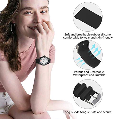 pulseras de reloj de la correa de caucho negro reloj deportivo de silicona antideslizante de 14 mm de moda para mujer extremo recto