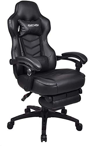 PULUOMIS Racing - Silla de Oficina con Respaldo Alto, de Piel sintética, ergonómica, para Ordenador, vídeo, Ajustable, con reposapiés Lumbar (Negro) PULUOMIS Racing - Silla de Oficina con Respaldo Alto, de Piel sintética, ergonómica, para Ordenador, vídeo, Ajustable, con reposapiés Lumbar (Negro)
