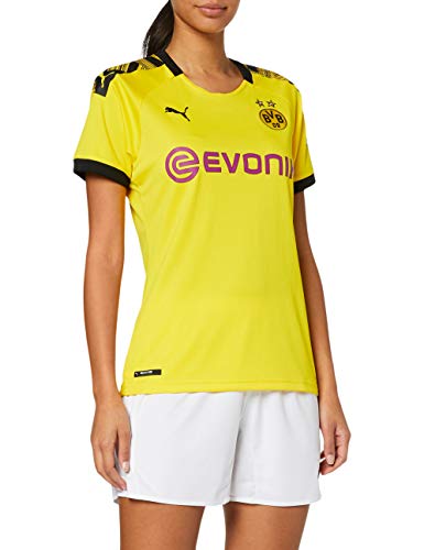 PUMA 1a Equipación 19/20 Borussia Dortmund Fútbol Femenino Replica con Evonik Opel Logo Maillot, Mujer, Cyber Yellow Black, S