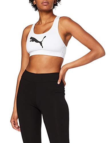 PUMA 4Keeps Bra M Sujetador Deportivo, Mujer, White Black Cat