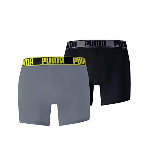 Puma Active Boxer 2p Packed Ropa interior de deporte, Gris Grey Yellow, XXL (Pack de 2) para Hombre